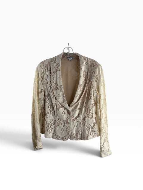 CABI Size 4 Cream Lace Long Sleeve BLAZ / JKT