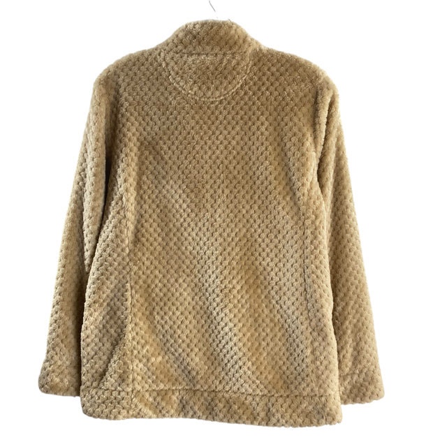 CALVIN KLEIN Size MED Tan Long Sleeve Zip-Front Fleece TOP