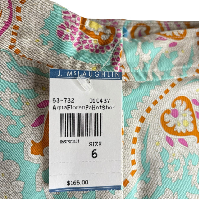 J MCLAUGHLIN Size 6 Light Blue/Multi Print Silk NWT SHORTS