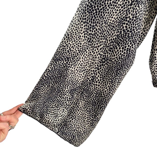 PROMESA Size LARGE Tan/Black Dots Wide BLOUSE