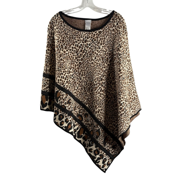 CHICOS Tan/Brown Rayon Blend Knit PONCHO