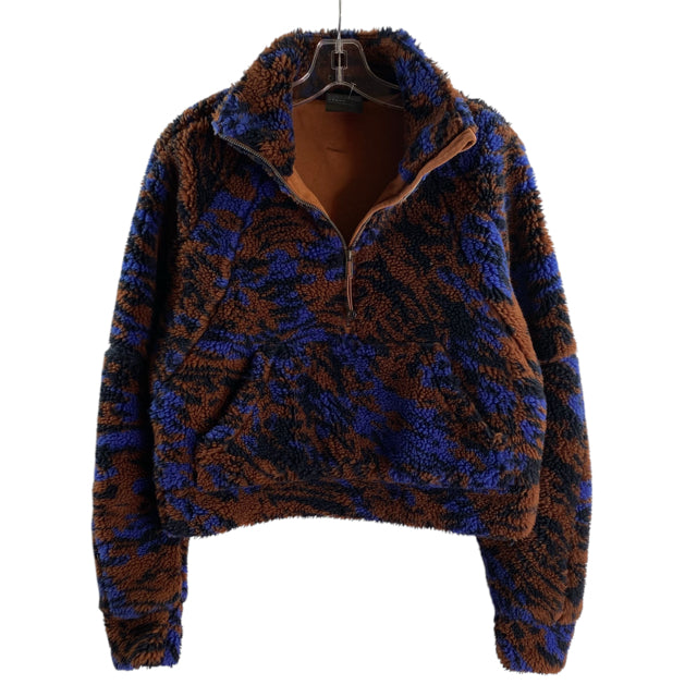 LULULEMON Size XS/S Brown/Blue Kangaroo Pocket Polyester ACTIVE TOP
