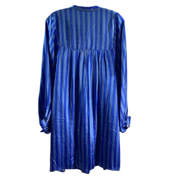 PRINTFRESH Size MEDIUM Blue Stripe Long Sleeve Cotton DRESS