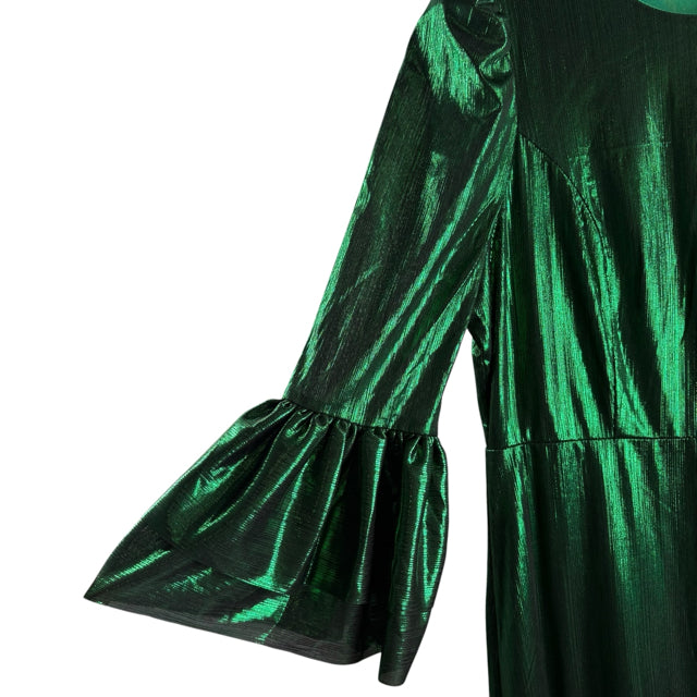 POMANDER PLACE Size MEDIUM Black/Green Metallic 3/4 Sleeve Polyester NWT DRESS