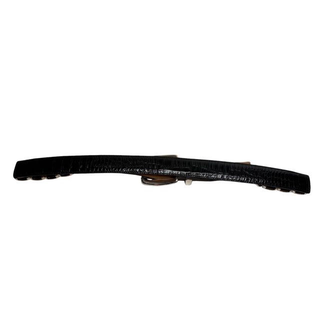 BRIGHTON Black/Silver Leather/Metal BELT