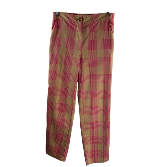 MAEVE Size 4 Tan/Pink Plaid PANTS