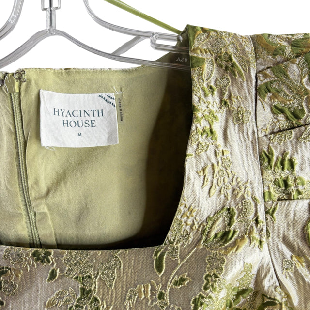 HYACINTH HOUSE Size MEDIUM Gold Brocade Long Sleeve Peplum Nylon Blend TOP