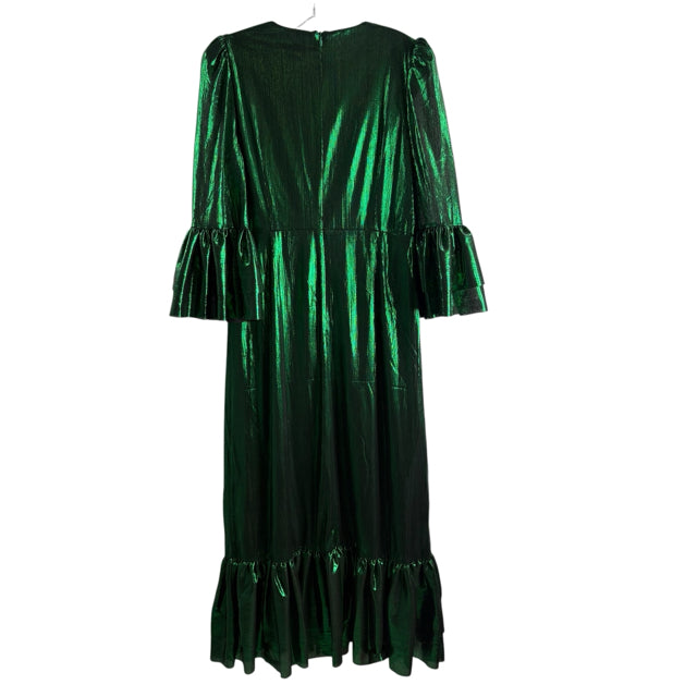 POMANDER PLACE Size MEDIUM Black/Green Metallic 3/4 Sleeve Polyester NWT DRESS