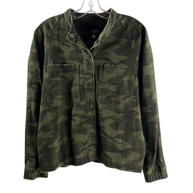 KUT Size SMALL Olive Camo Denim JACKET