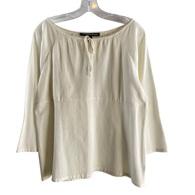 ELLEN TRACY Size 16 Cream 3/4 Sleeve Peasant Cotton NWT TOP