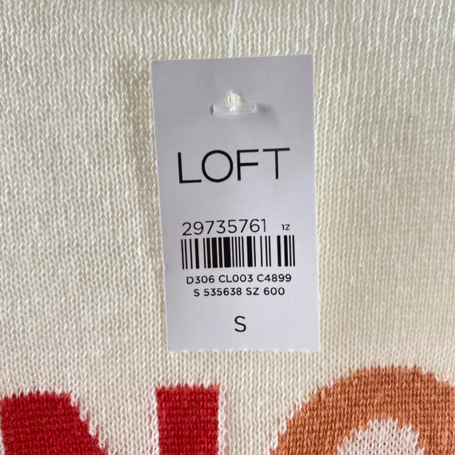 LOFT Size SMALL Cream Long Sleeve Crewneck Linen Blend NWT SWEATER