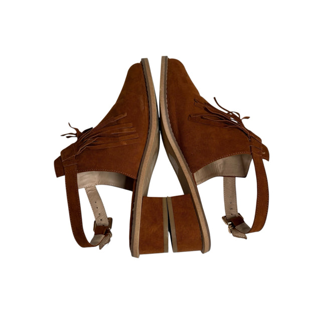 TOPSHOP Size 41 Brown Peep Toe Fringed SHOE
