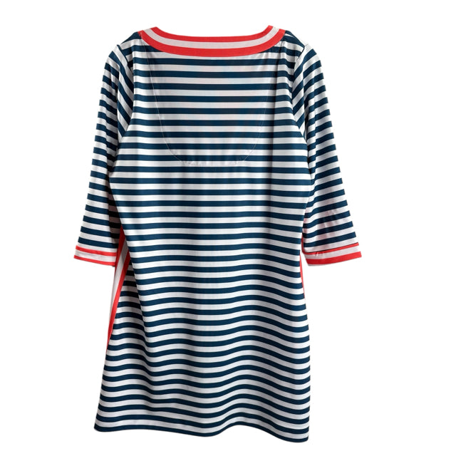 GRETCHEN SCOTT Size MEDIUM Blue/White Stripe 3/4 Sleeve Polyester DRESS