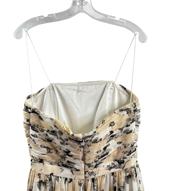 ERIN Size 8 Black/White/Tan Print Strappy Polyester DRESS