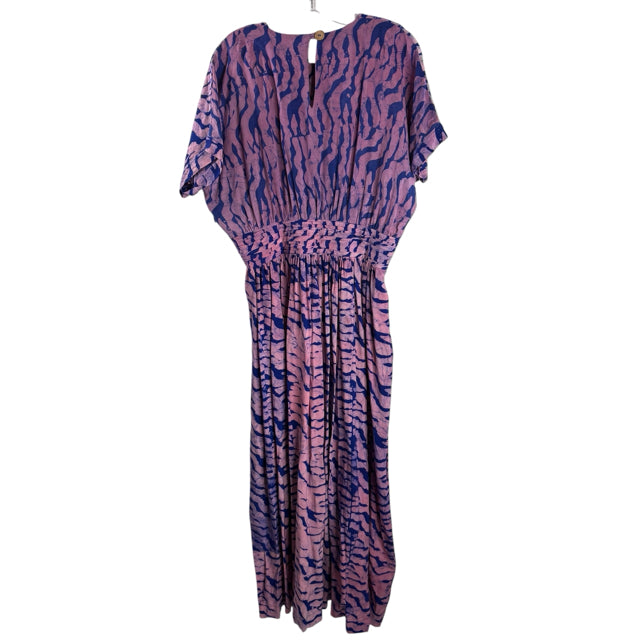 ELISA MAMA Size MED Pink/blue Print Short Sleeve DRESS