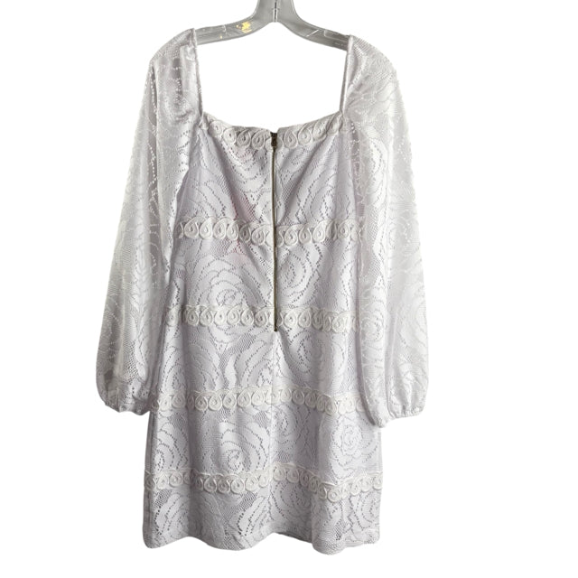 LILLY PULITZER Size 8 White Lace Overlay Long Sleeve Polyester NWT DRESS
