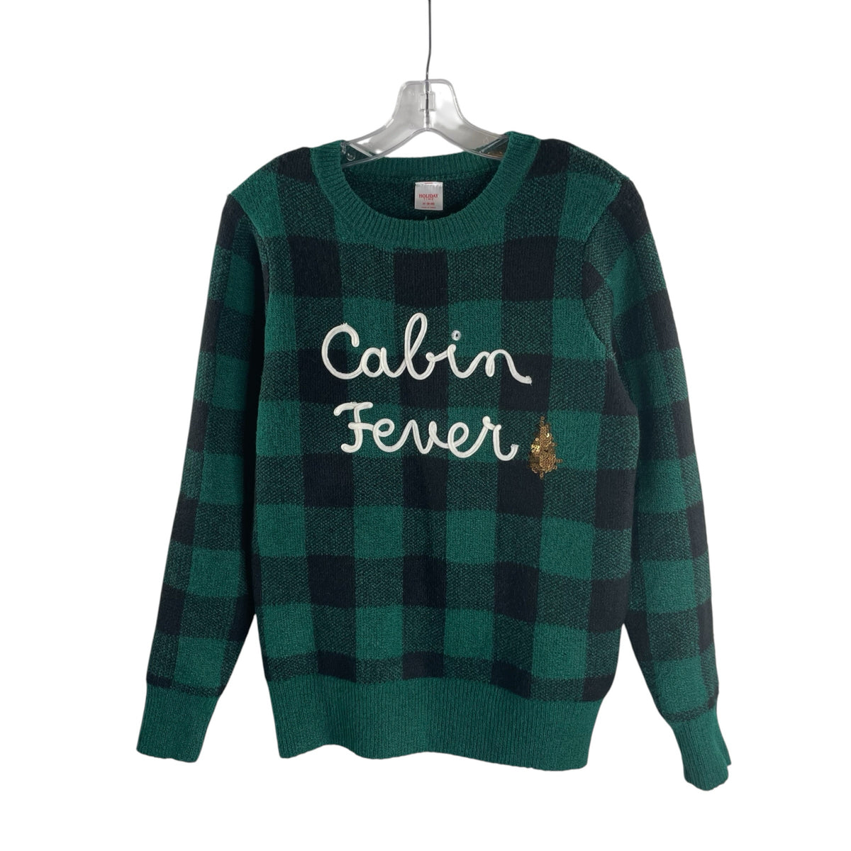 Size MED Green/Black Holiday Long Sleeve SWEATER