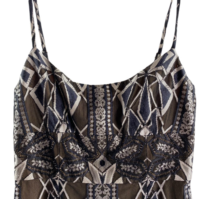 BCBG Size 4 Black/Cream Lace Overlay Strappy Nylon Blend DRESS