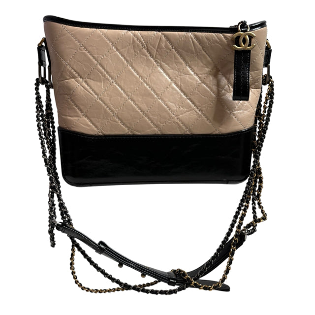 CHANEL Cream/Black Two Tone Leather Tote BOX PURSE