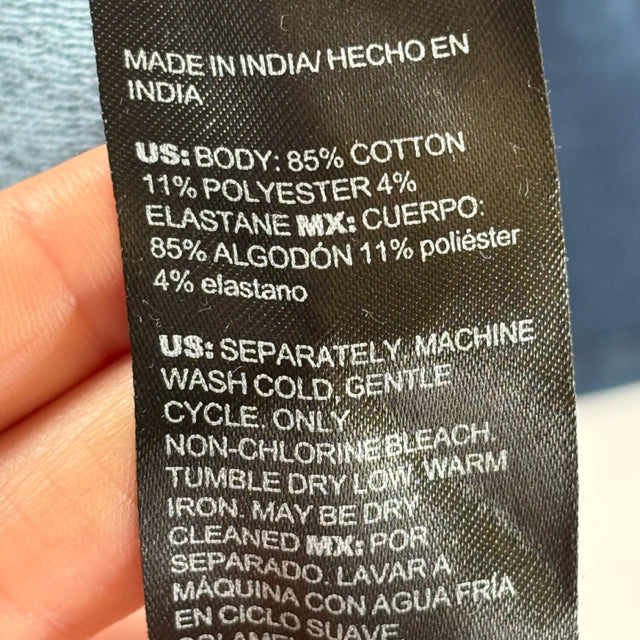 CHICOS Size CHICOS 3 Blue Puff Sleeves Short Sleeve Cotton Blend NWT TOP