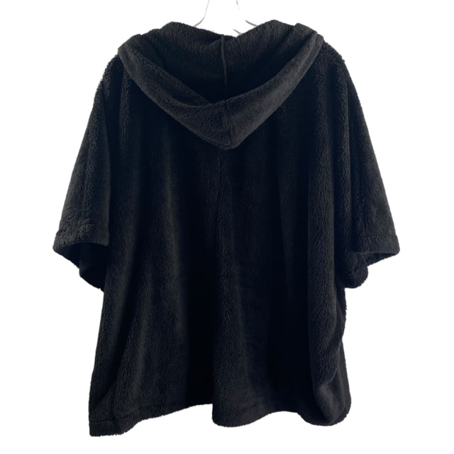 ANYBODY Size XS/S Black Teddy Open Sleeves Zip-Front Polyester SWEATER