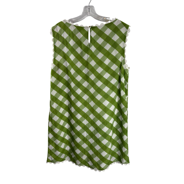 ELIZABETH JAMES Size EURO 38 Green/White Plaid Sleeveless DRESS