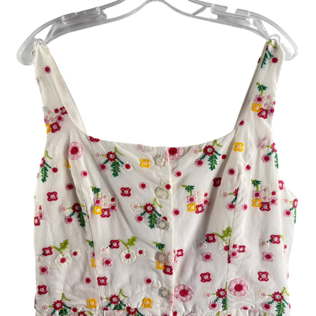 CARTOLINA Size MEDIUM White/Multi Embroidered Sleeveless Cotton DRESS
