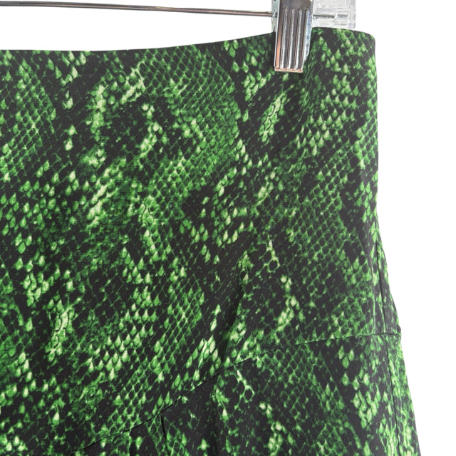 VERONICA BEARD Size 6 Green/Black Snake Look Midi Silk SKIRT