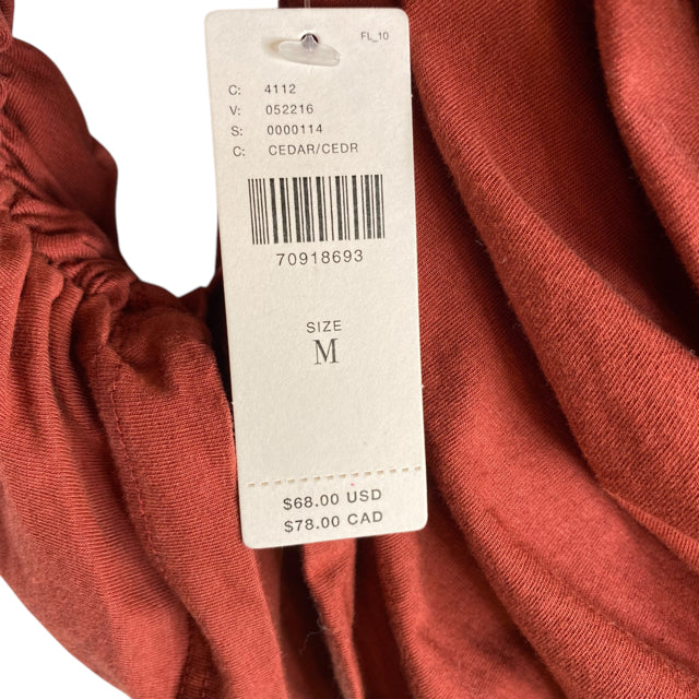 MAEVE Size MEDIUM Rust Ruched 3/4 Sleeve Cotton NWT TOP