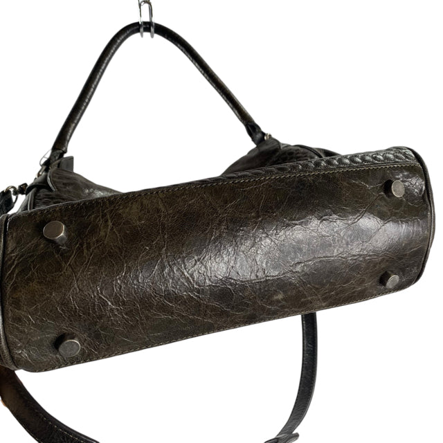 REBECCA MINKOFF Dark Brown Leather Double Handle PURSE