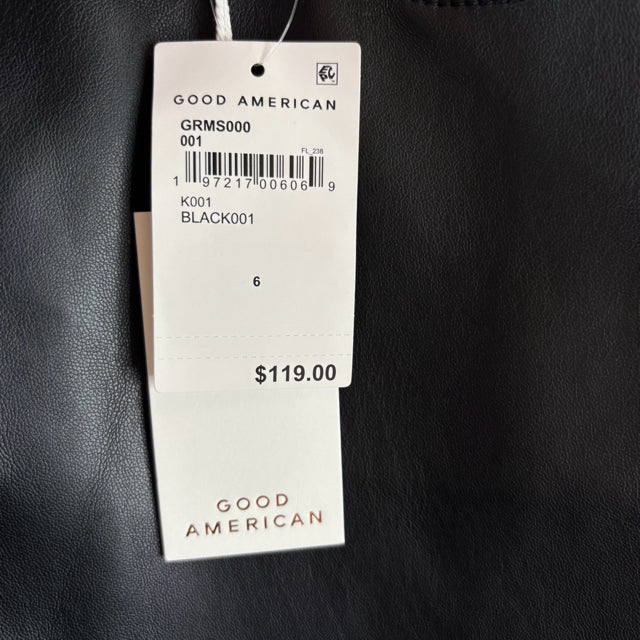 GOOD AMERICAN Size 6 Black Mini Faux Leather NWT SKIRT