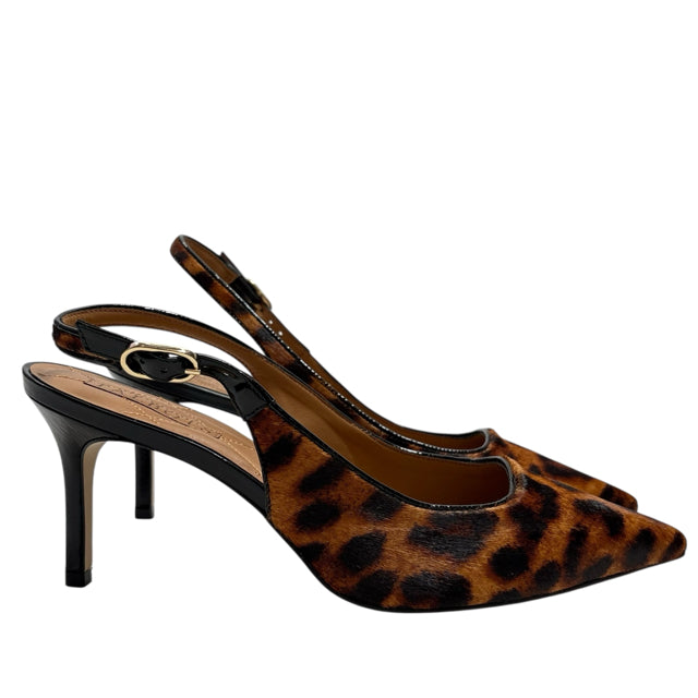 TALBOTS Size 9 1/2 Brown/Black Sling Calf Hair SHOE