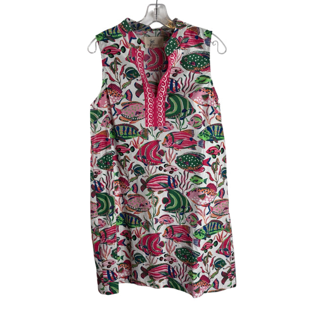 PRINTFRESH Size MED White/Multi Fish Sleeveless DRESS