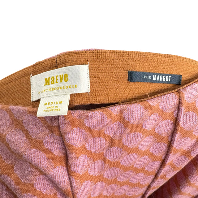 MAEVE Size MEDIUM Orange/Pink Print Elastic Waist Cotton Blend PANTS