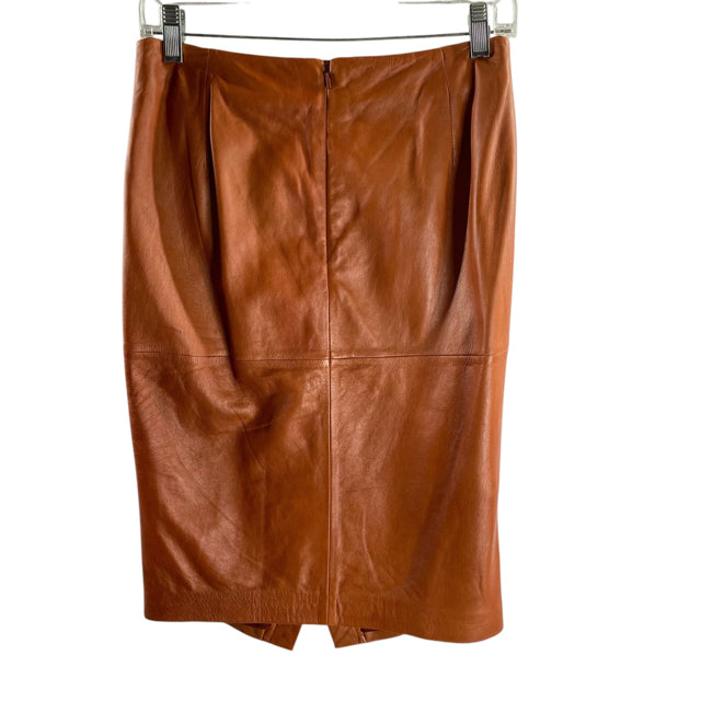 NORDSTROM Size 4 Clay Midi Leather SKIRT