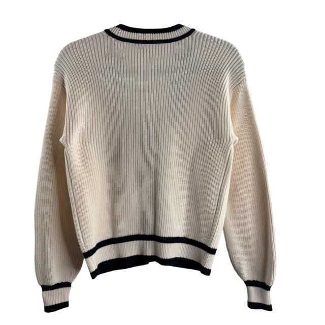 LOFT Size X-SMALL White/Black V-NK Long Sleeve Cardigan NWT SWEATER