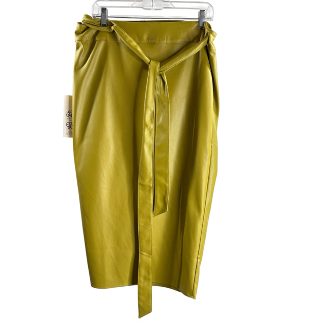 NEVER FULLY DRESSED Size 8 Moss Green Wrap Faux Leather NWT SKIRT