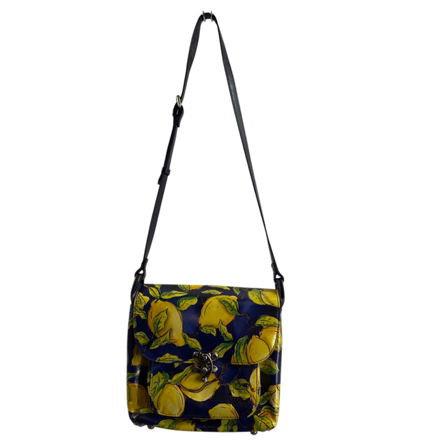 PATRICIA NASH Blue/Yellow Lemon Leather Satchel PURSE