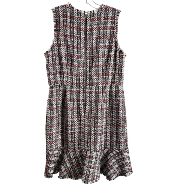 PLEIONE Size LARGE Black/White/Red Tweed Sleeveless Polyester NWT DRESS