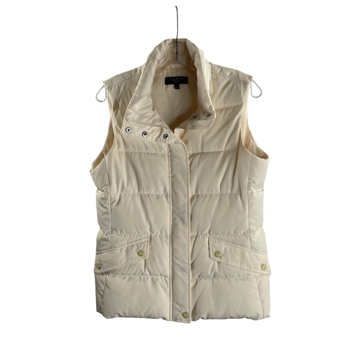 TALBOTS Size SMALL Cream Sleeveless Collar VEST
