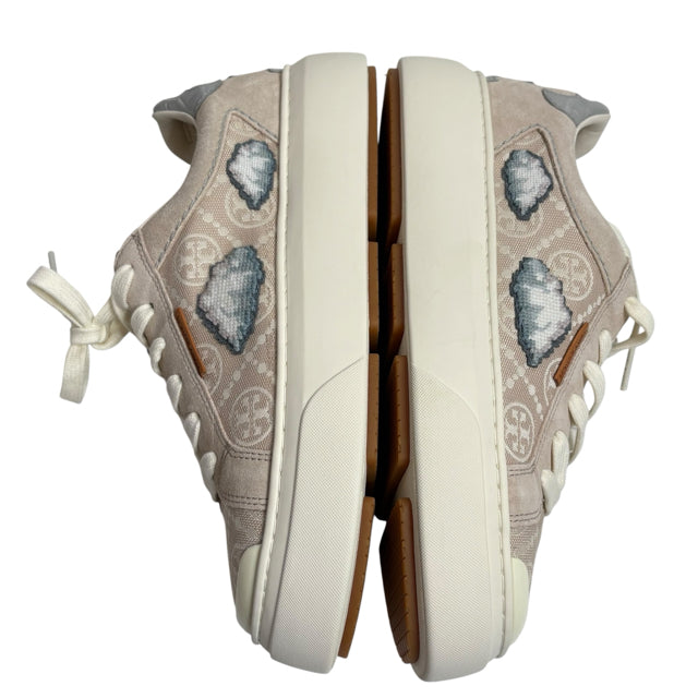 TORY BURCH Size 8 1/2 Beige Sneaker Monogram SHOE