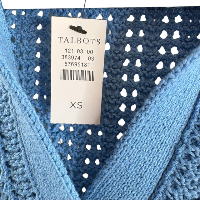 TALBOTS Size X-SMALL Blue Short Sleeve NWT SWEATER