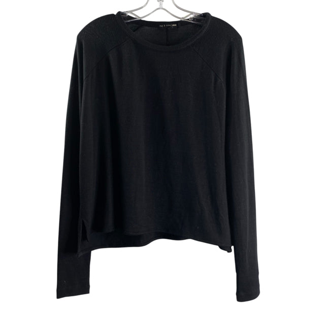 RAG & BONE Size SMALL Black Long Sleeve Tee Rayon Blend TOP