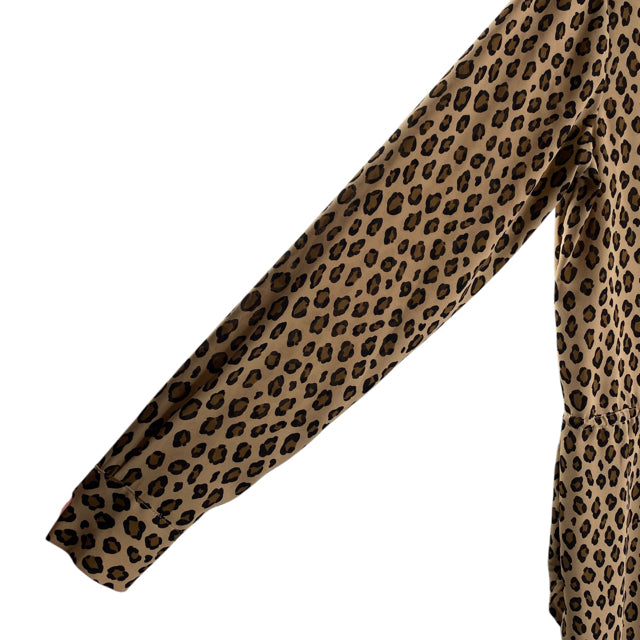 ANN TAYLOR Size X-SMALL Tan/Brown Animal Long Sleeve Button Front BLOUSE