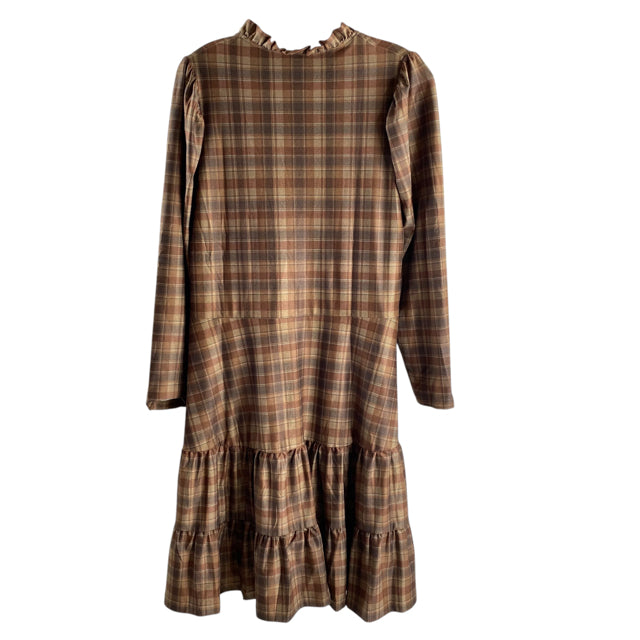 SMITH & QUINN Size MEDIUM Brown Plaid Long Sleeve Polyester Blend NWT DRESS