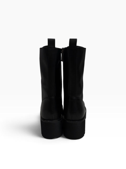 MICHAEL KORS Size 7 Black Combat Leather NEW - BOX BOOT