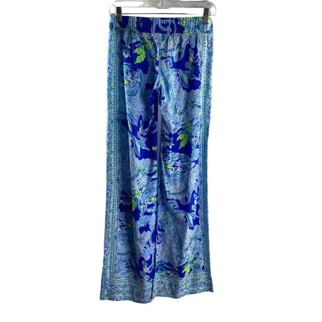LILLY PULITZER Size XX-SMALL Blue/Aqua Print Elastic Waist Rayon PANTS