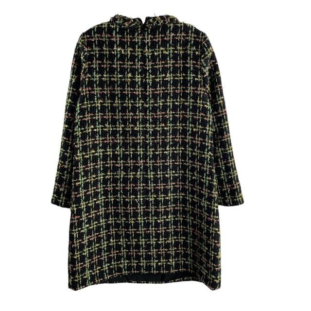 TUCKERNUCK Size MEDIUM Black/Green Boucle Long Sleeve Polyester DRESS