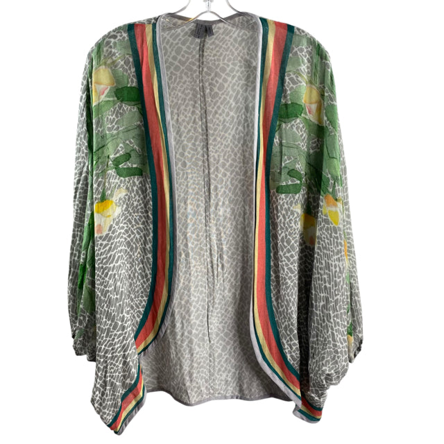 BLANK LONDON Size ONE SIZE Gray/Multi Print 3/4 Sleeve Open Front SWEATER