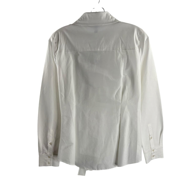 WH HOUSE/BLK MKT Size 4 White Long Sleeve Cross Front BLOUSE